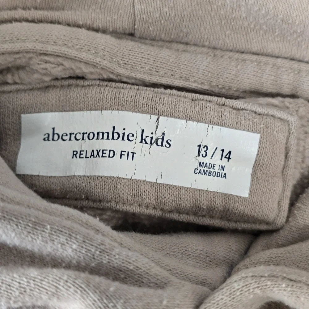 Abercrombie Kids Hoodie Youth 13/14 Beige Pullover Kangaroo Pocket‎